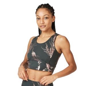 Sweaty Betty Crop Top Black & Gold‎ Foil Activewear sz S Kenza Gym Top